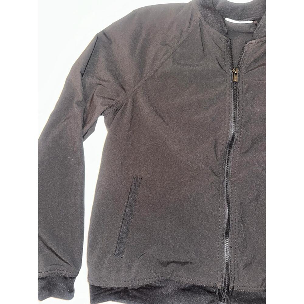 DKNY Donna Karan Black Sport Tonal Graphic Logo Bomber Jacket Small